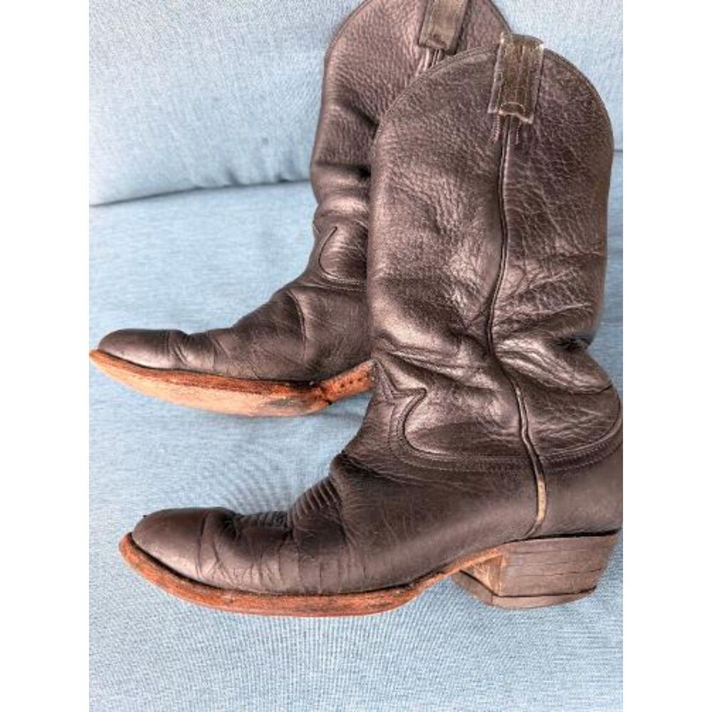 π€ Vintage Tony Lama 6002 Black Western Cowboy Boots Womenβs 8B - Picture 4 of 7